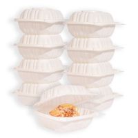 MULMEHË MFPP Plastic Hinged Take Out Containers, 6x6x3", Vented 1-Compartment, White, 250/CS